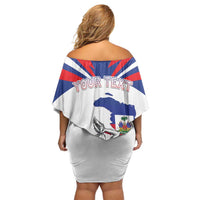 Personalized Haiti Heritage Month Off Shoulder Short Dress Negre Marron With Hibiscus