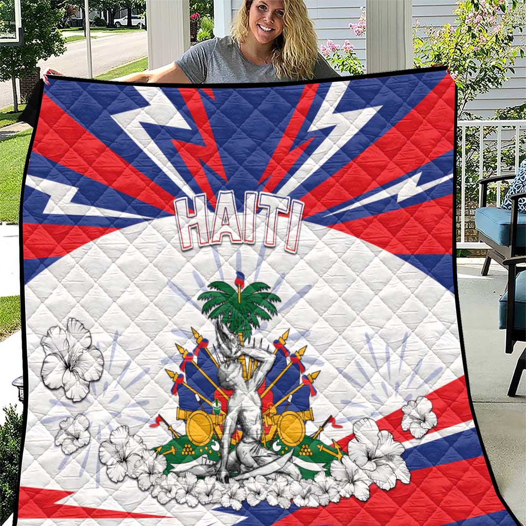 Haiti Heritage Month Quilt Negre Marron With Hibiscus