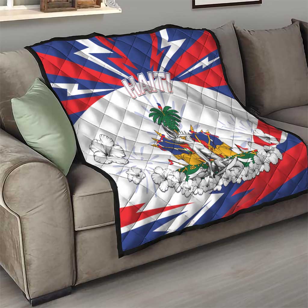 Haiti Heritage Month Quilt Negre Marron With Hibiscus