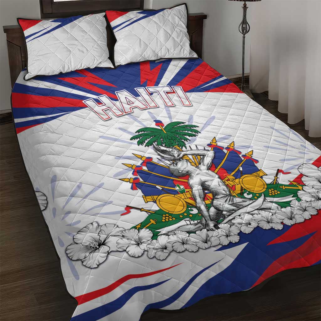 Haiti Heritage Month Quilt Bed Set Negre Marron With Hibiscus