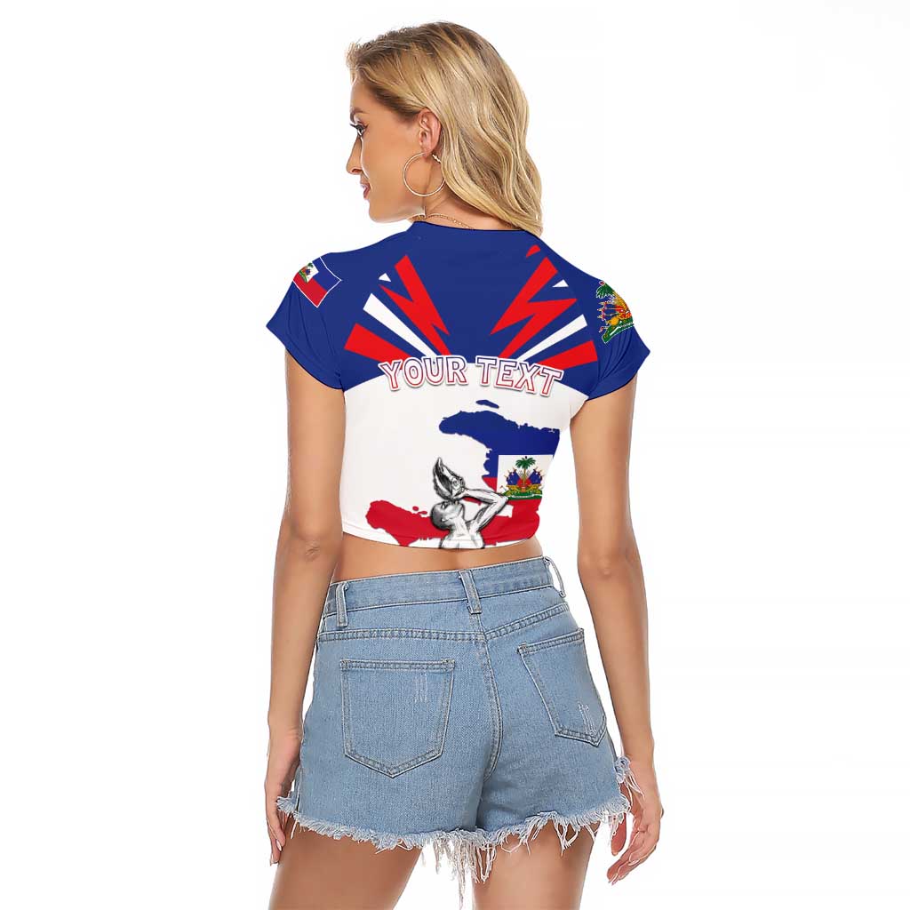 Personalized Haiti Heritage Month Raglan Cropped T Shirt Negre Marron With Hibiscus