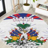 Haiti Heritage Month Round Carpet Negre Marron With Hibiscus