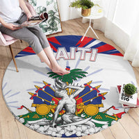 Haiti Heritage Month Round Carpet Negre Marron With Hibiscus