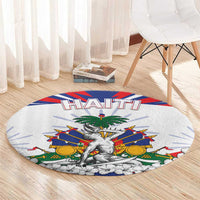 Haiti Heritage Month Round Carpet Negre Marron With Hibiscus