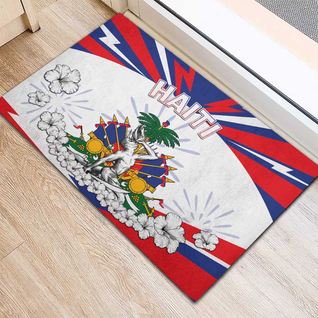 Haiti Heritage Month Rubber Doormat Negre Marron With Hibiscus