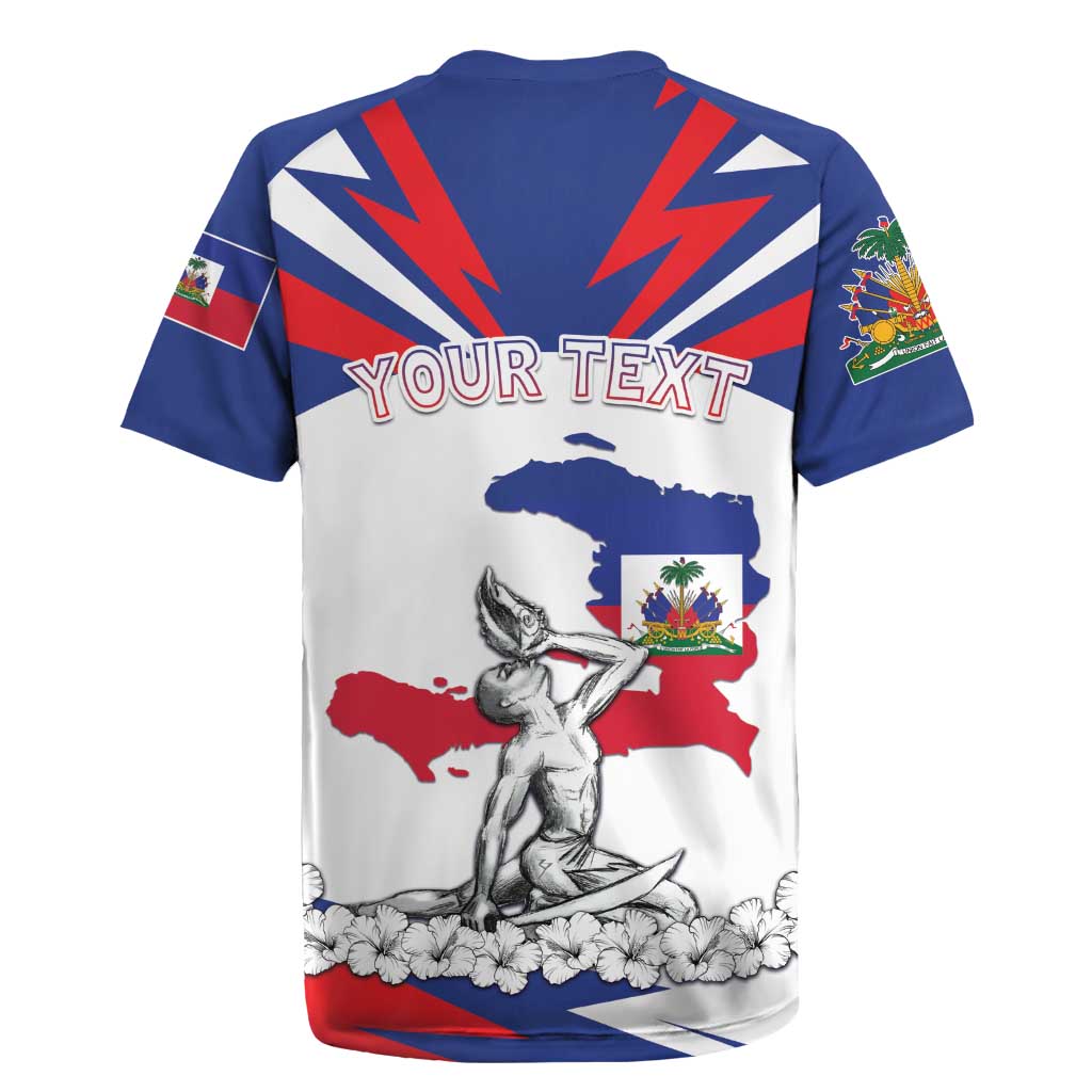 Personalized Haiti Heritage Month Rugby Jersey Negre Marron With Hibiscus