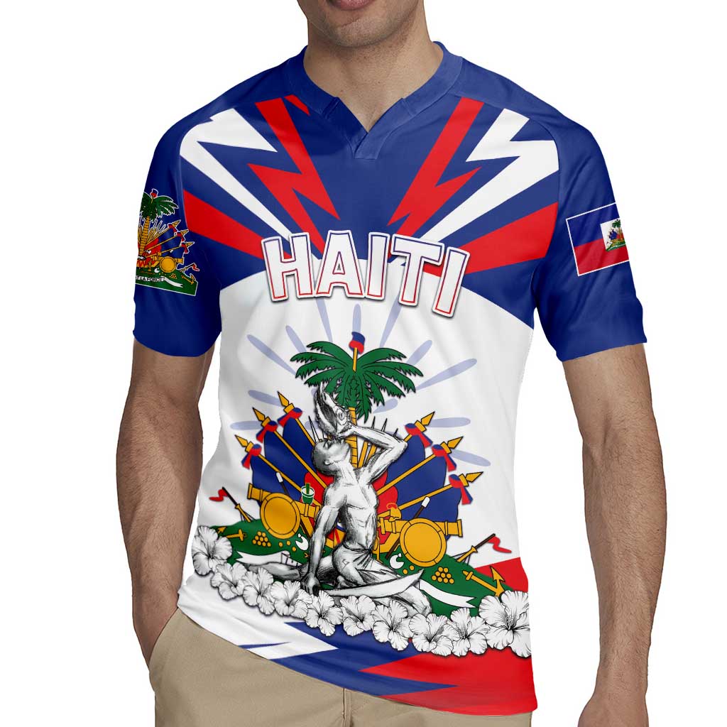 Personalized Haiti Heritage Month Rugby Jersey Negre Marron With Hibiscus