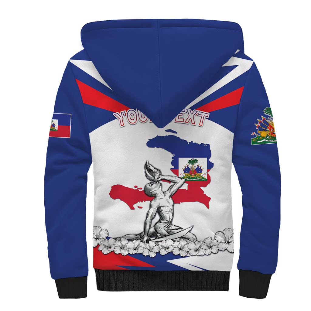 Personalized Haiti Heritage Month Sherpa Hoodie Negre Marron With Hibiscus