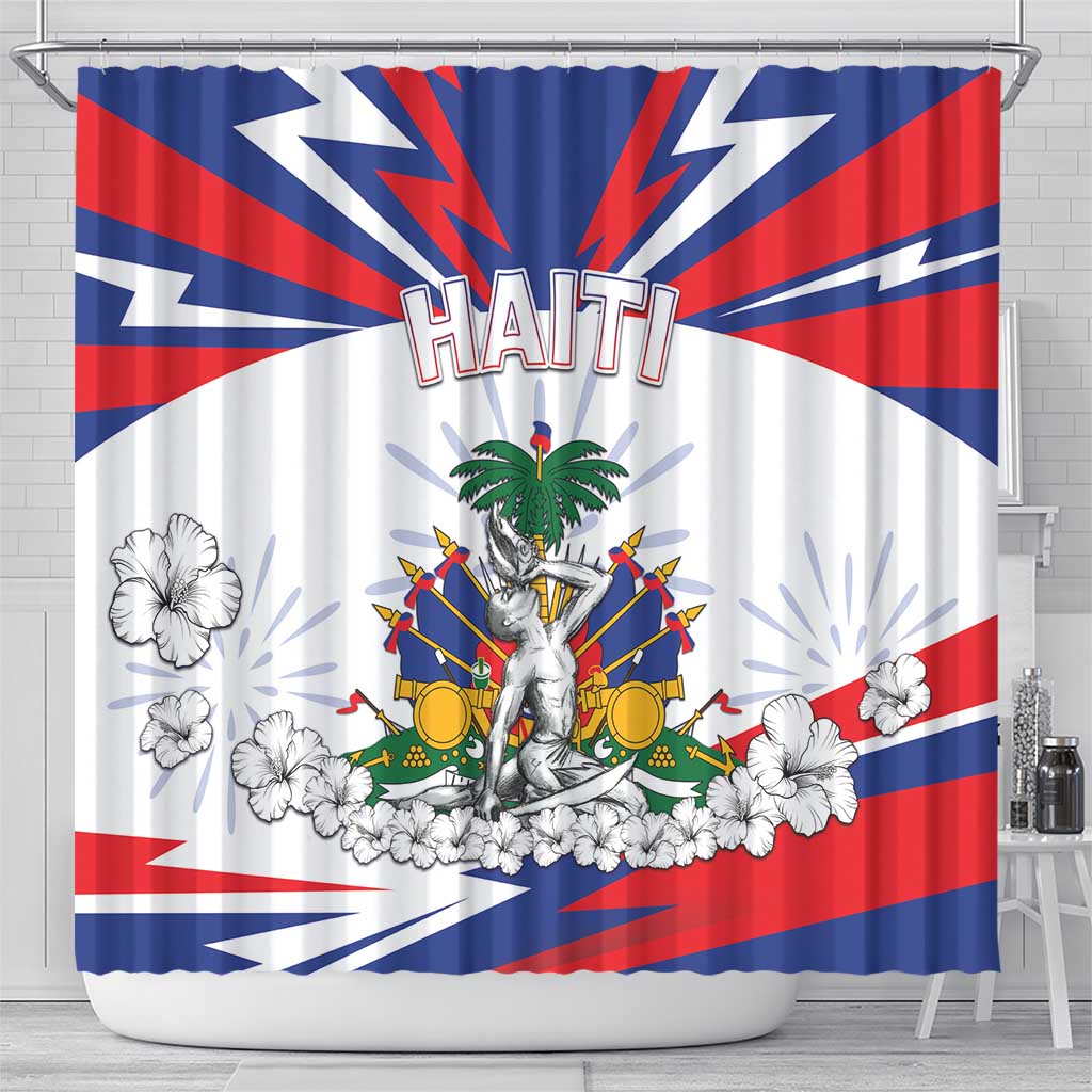 Haiti Heritage Month Shower Curtain Negre Marron With Hibiscus