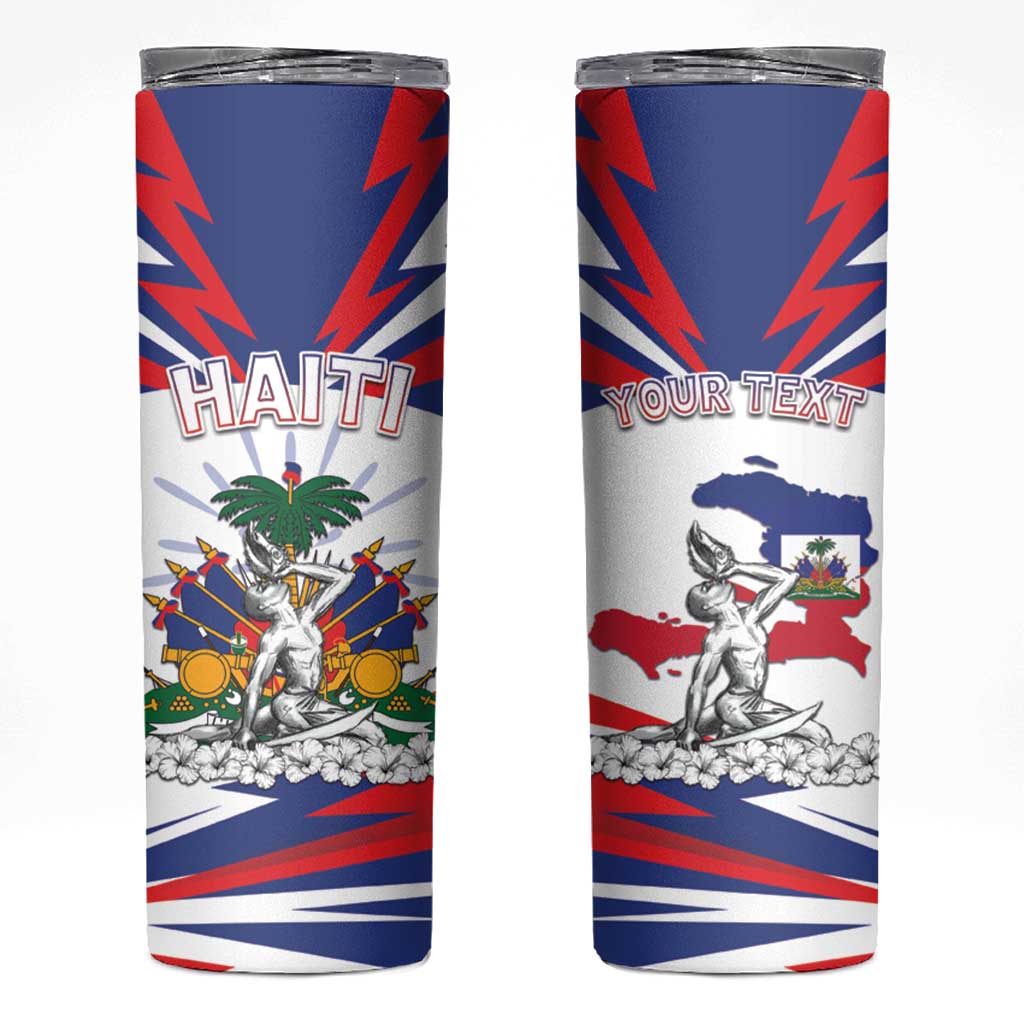 Personalized Haiti Heritage Month Skinny Tumbler Negre Marron With Hibiscus