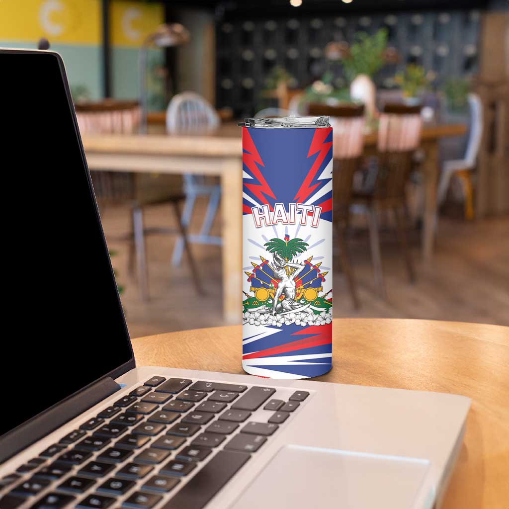 Personalized Haiti Heritage Month Skinny Tumbler Negre Marron With Hibiscus