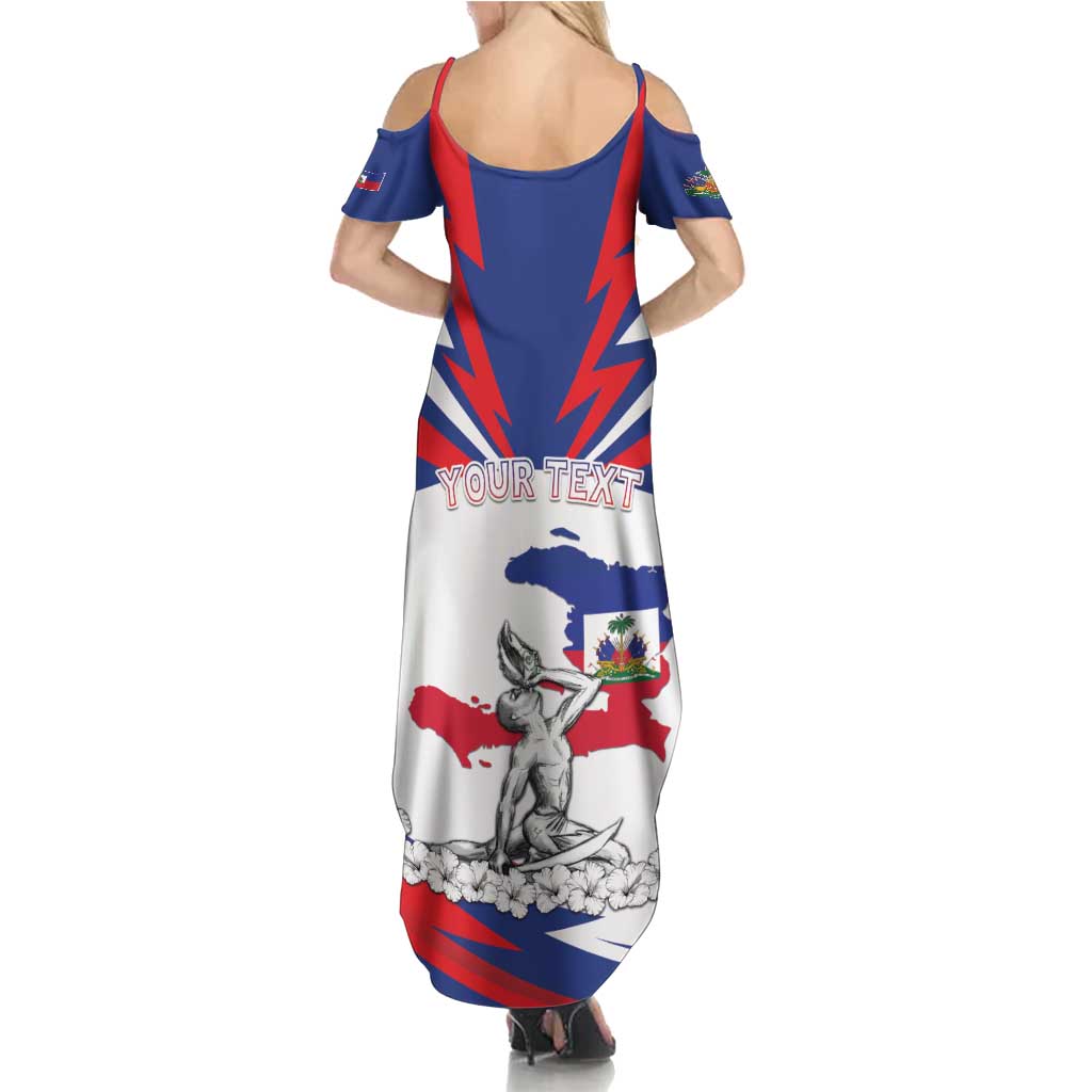 Personalized Haiti Heritage Month Summer Maxi Dress Negre Marron With Hibiscus