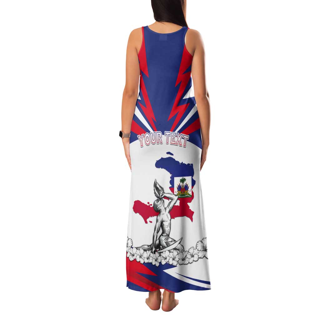 Personalized Haiti Heritage Month Tank Maxi Dress Negre Marron With Hibiscus