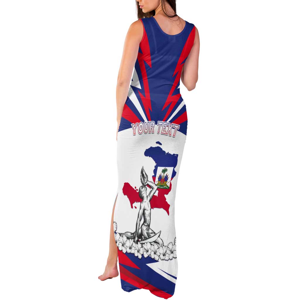 Personalized Haiti Heritage Month Tank Maxi Dress Negre Marron With Hibiscus