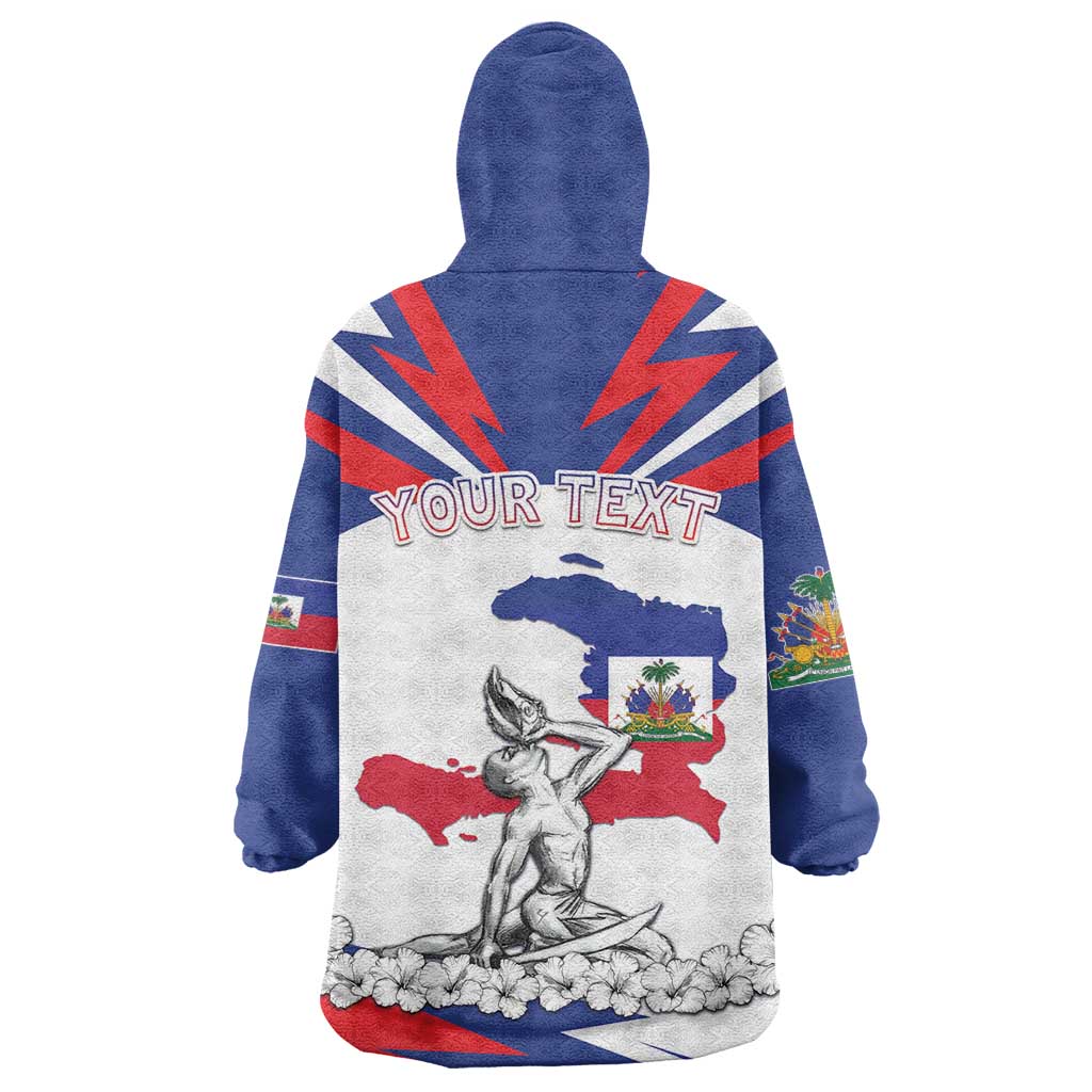 Personalized Haiti Heritage Month Wearable Blanket Hoodie Negre Marron With Hibiscus