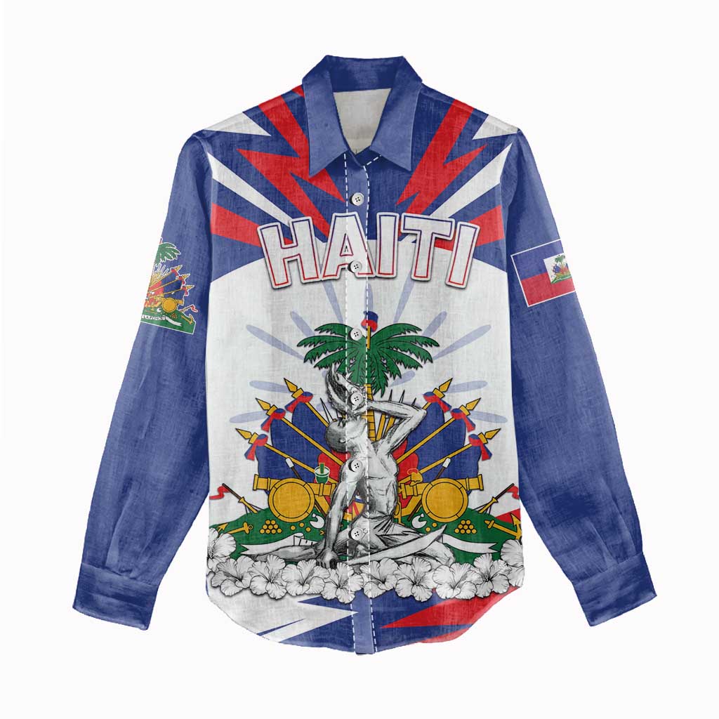 Personalized Haiti Heritage Month Women Casual Shirt Negre Marron With Hibiscus