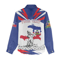 Personalized Haiti Heritage Month Women Casual Shirt Negre Marron With Hibiscus