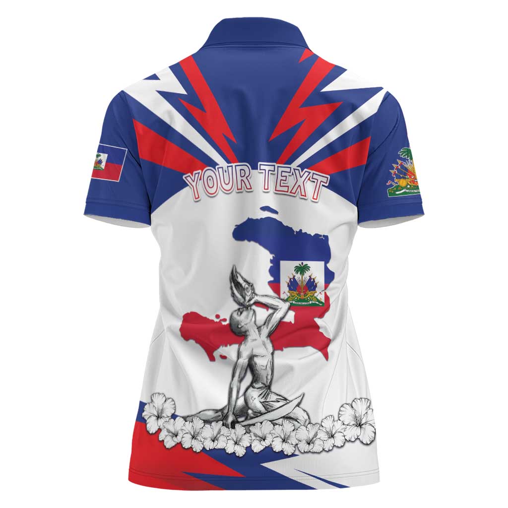 Personalized Haiti Heritage Month Women Polo Shirt Negre Marron With Hibiscus