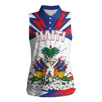 Personalized Haiti Heritage Month Women Sleeveless Polo Shirt Negre Marron With Hibiscus