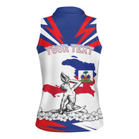 Personalized Haiti Heritage Month Women Sleeveless Polo Shirt Negre Marron With Hibiscus