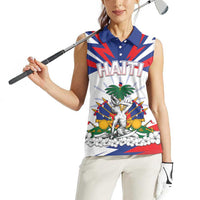 Personalized Haiti Heritage Month Women Sleeveless Polo Shirt Negre Marron With Hibiscus