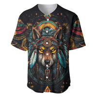 Native American Wolf Baseball Jersey Abstract Geometric Style