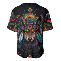 Native American Wolf Baseball Jersey Abstract Geometric Style