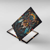 Native American Wolf Canvas Wall Art Abstract Geometric Style