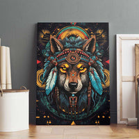 Native American Wolf Canvas Wall Art Abstract Geometric Style