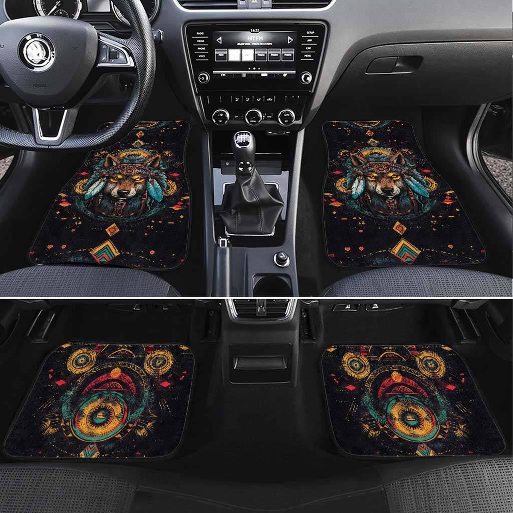 Native American Wolf Car Mats Abstract Geometric Style