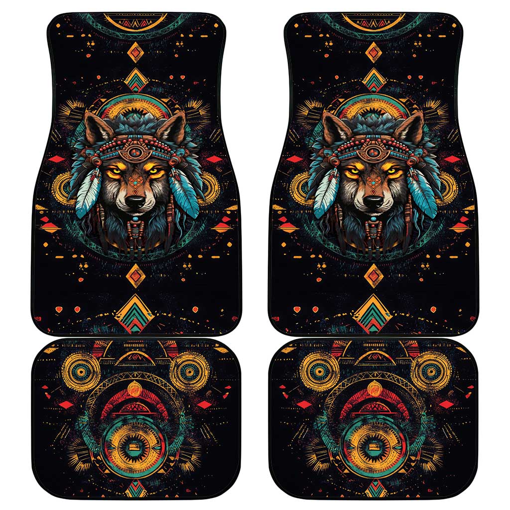 Native American Wolf Car Mats Abstract Geometric Style