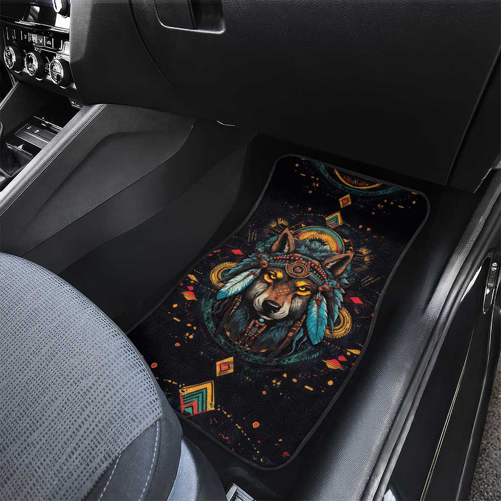 Native American Wolf Car Mats Abstract Geometric Style