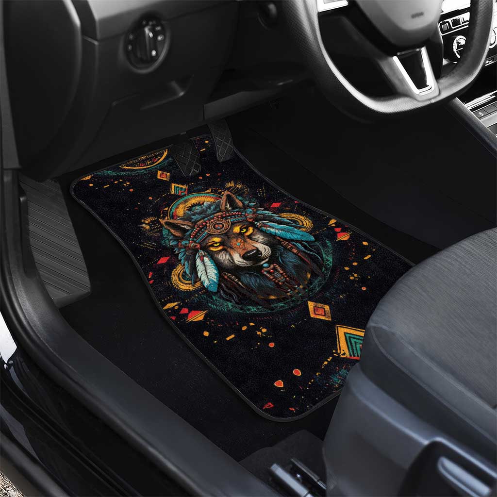 Native American Wolf Car Mats Abstract Geometric Style