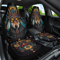 Native American Wolf Car Seat Cover Abstract Geometric Style