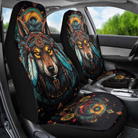 Native American Wolf Car Seat Cover Abstract Geometric Style