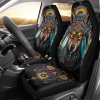 Native American Wolf Car Seat Cover Abstract Geometric Style