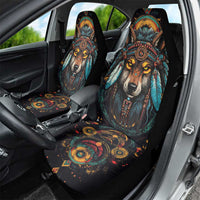 Native American Wolf Car Seat Cover Abstract Geometric Style