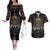 Native American Wolf Couples Matching Off The Shoulder Long Sleeve Dress and Hawaiian Shirt Abstract Geometric Style
