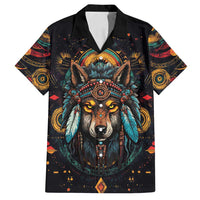 Native American Wolf Family Matching Long Sleeve Bodycon Dress and Hawaiian Shirt Abstract Geometric Style