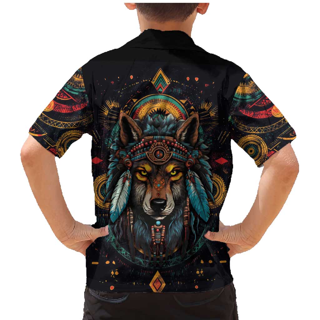Native American Wolf Family Matching Mermaid Dress and Hawaiian Shirt Abstract Geometric Style
