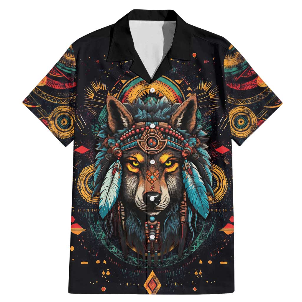 Native American Wolf Family Matching Mermaid Dress and Hawaiian Shirt Abstract Geometric Style