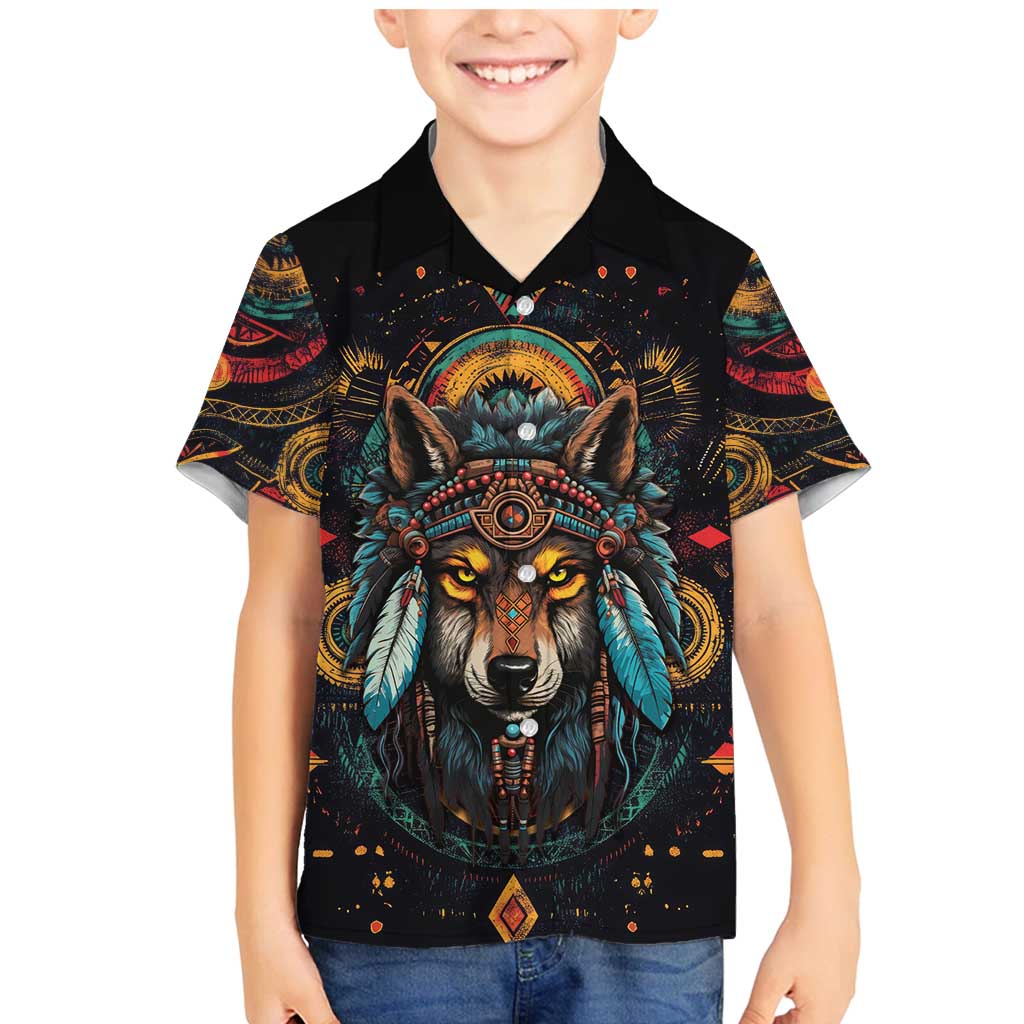 Native American Wolf Family Matching Mermaid Dress and Hawaiian Shirt Abstract Geometric Style