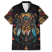 Native American Wolf Family Matching Off The Shoulder Long Sleeve Dress and Hawaiian Shirt Abstract Geometric Style