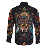 Native American Wolf Family Matching Off Shoulder Short Dress and Hawaiian Shirt Abstract Geometric Style