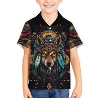 Native American Wolf Family Matching Puletasi and Hawaiian Shirt Abstract Geometric Style