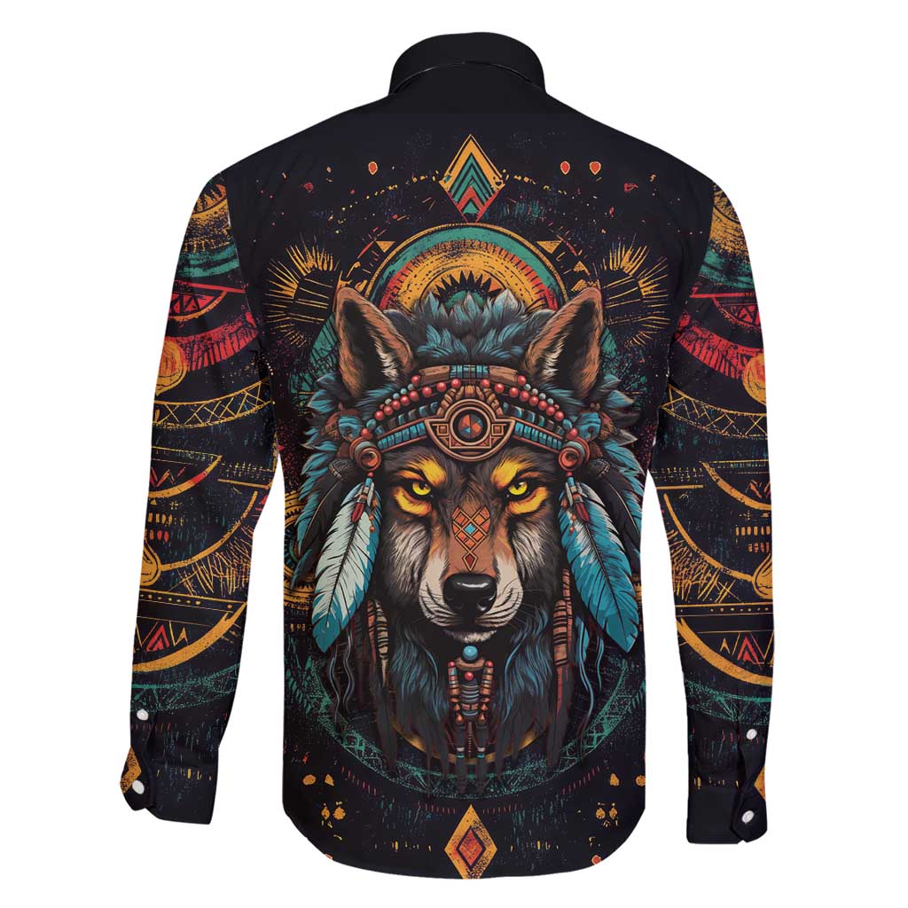 Native American Wolf Family Matching Short Sleeve Bodycon Dress and Hawaiian Shirt Abstract Geometric Style