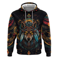 Native American Wolf Hoodie Abstract Geometric Style