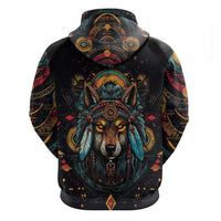 Native American Wolf Hoodie Abstract Geometric Style