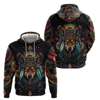 Native American Wolf Hoodie Abstract Geometric Style