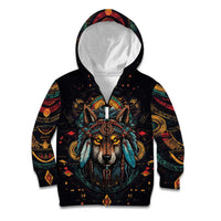Native American Wolf Kid Hoodie Abstract Geometric Style